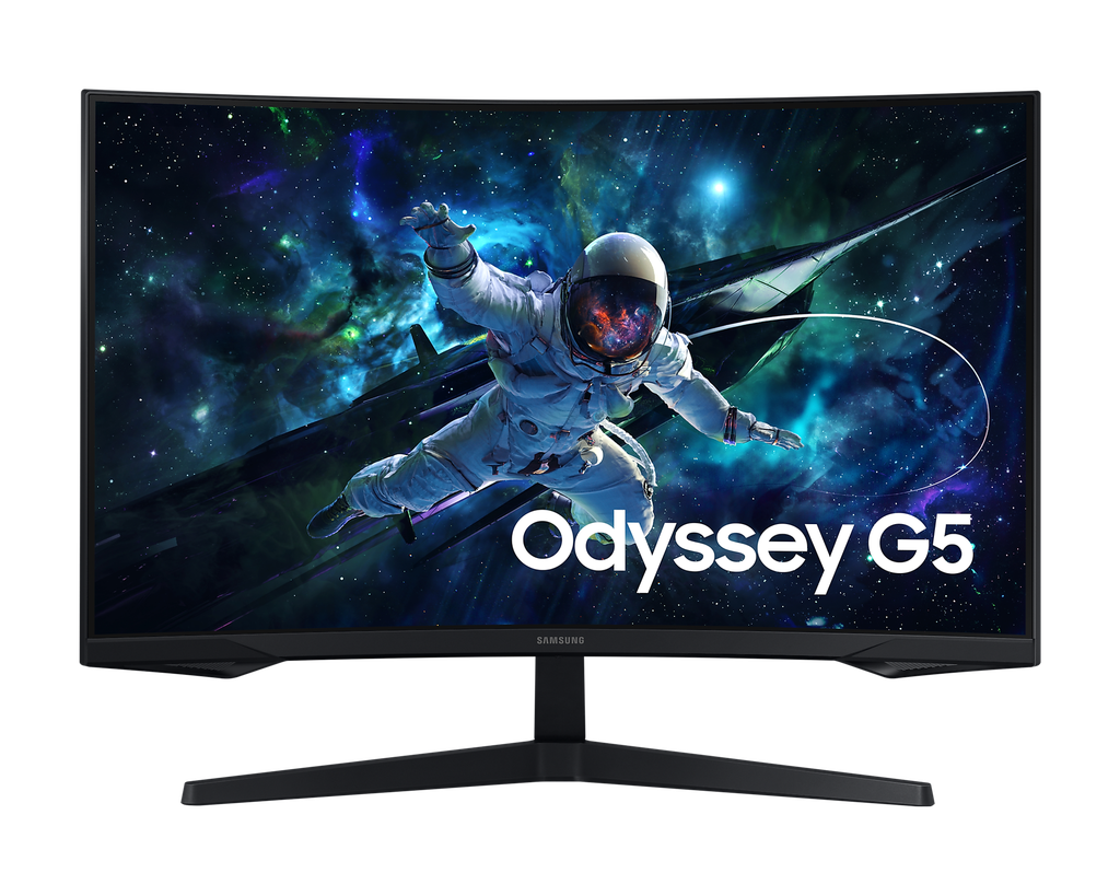 SAMSUNG Monitor Odyssey G5 G55C Gaming /  QHD 2560*1440 / VA 2500C / Curved / 165Hz / 1MS / HDR10 / HDMI-DP-USB- Headphone / Black