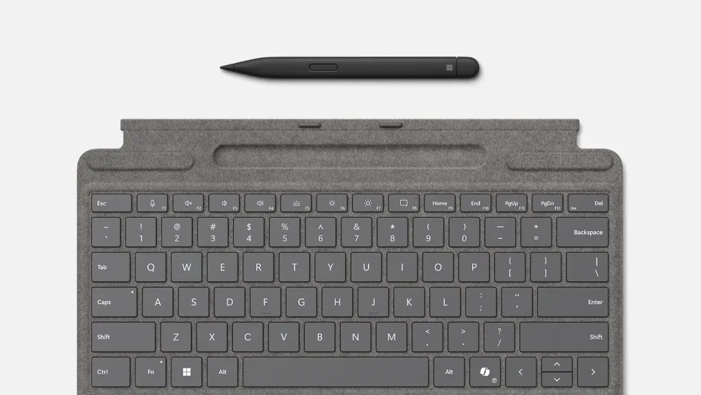 [952] Microsoft Surface Pro Keyboard (11th-Edition) for Pro 10, Pro 9, and Pro 8 , With Slim Pen, Eng , Platinum