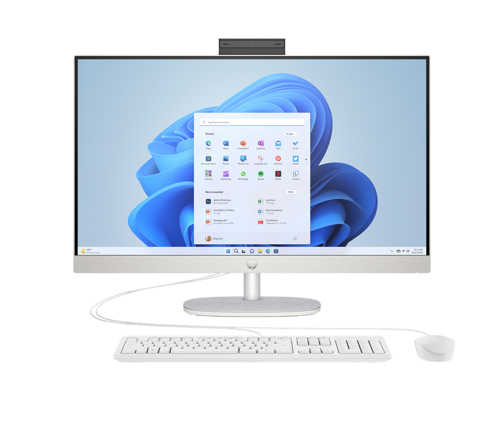 [1317] HP AIO 27-cr1063nh / Intel Core Ultra7-155U / 8GB-DDR5 / 512GB-SSD / Intel Graphics / 27-Inch FHD IPS Touch / Dos / Shell White / HP White Wired Keyboard EN | AF